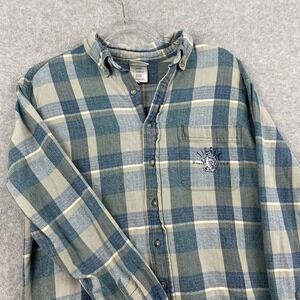 The Disney Store Adult Small BLUE Plaid‎ Flannel Tigger Tiger Shirt Winnie Pooh